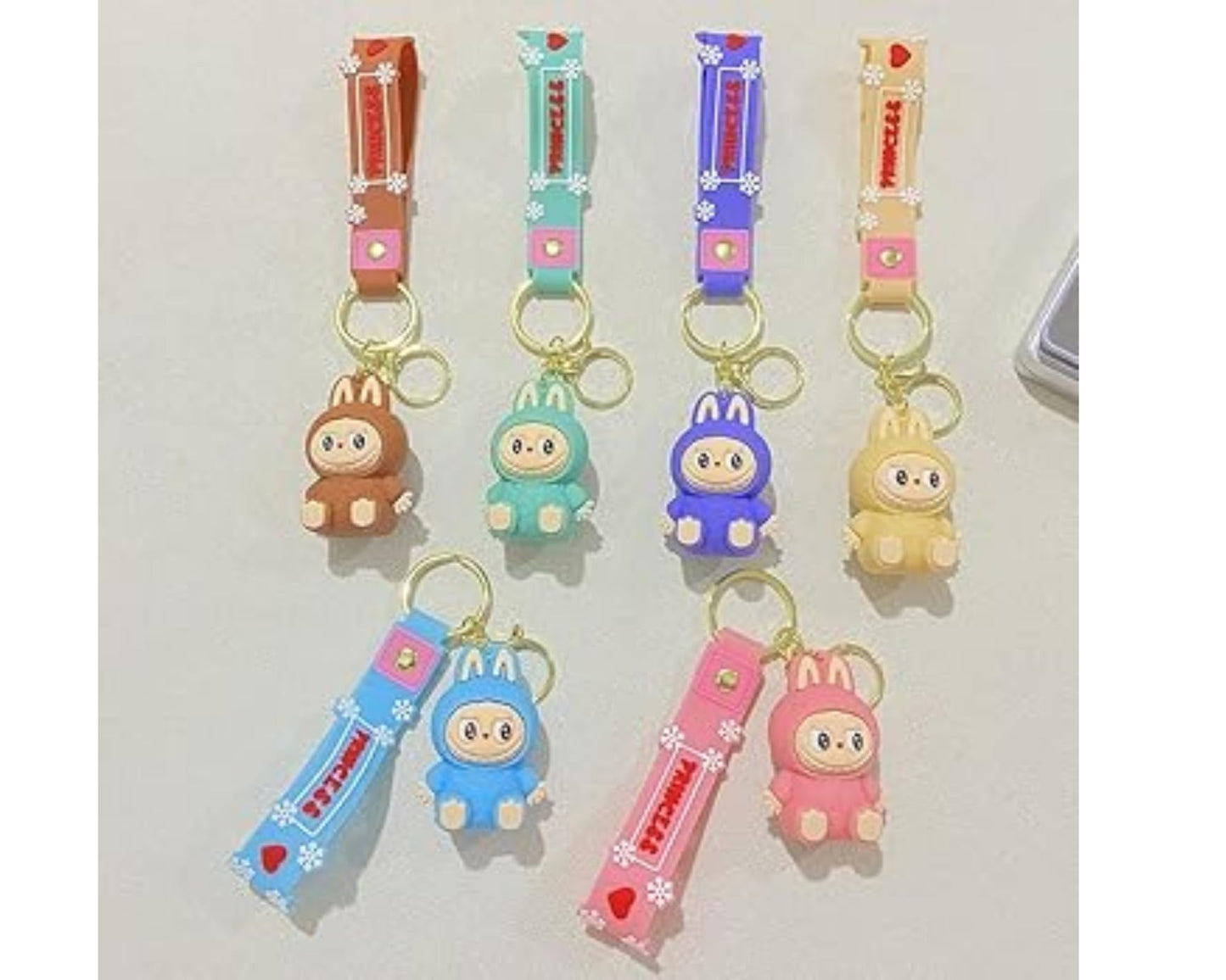 Labubu Keychain Set of 2 – Lanyard Strap Bag Charms & Key Rings