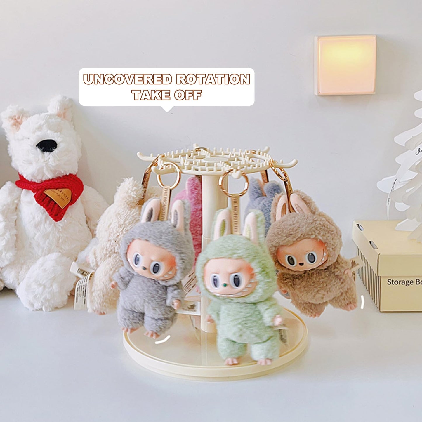 Rotating Labubu Display Case – 360° Dust-Proof Case for Figures & Keychains
