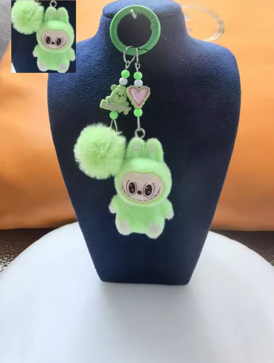 Mini Labubu Keychain – Cute Pompom Plush Bag Charm