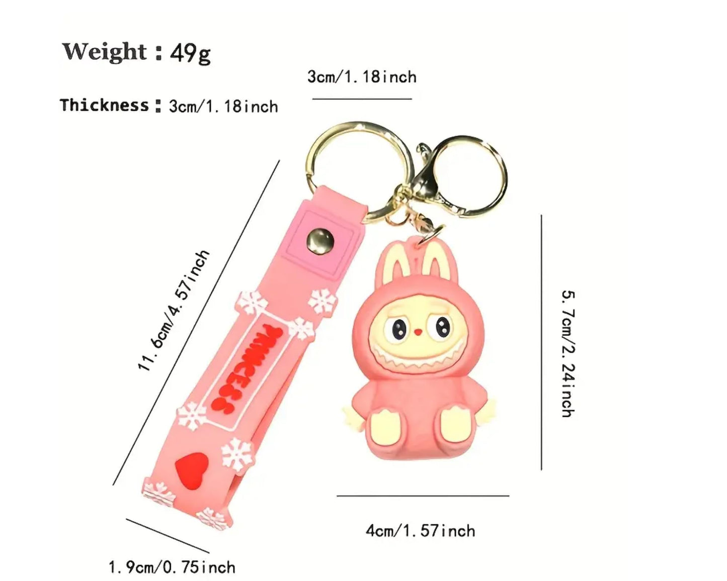 Labubu Keychain Set of 2 – Lanyard Strap Bag Charms & Key Rings