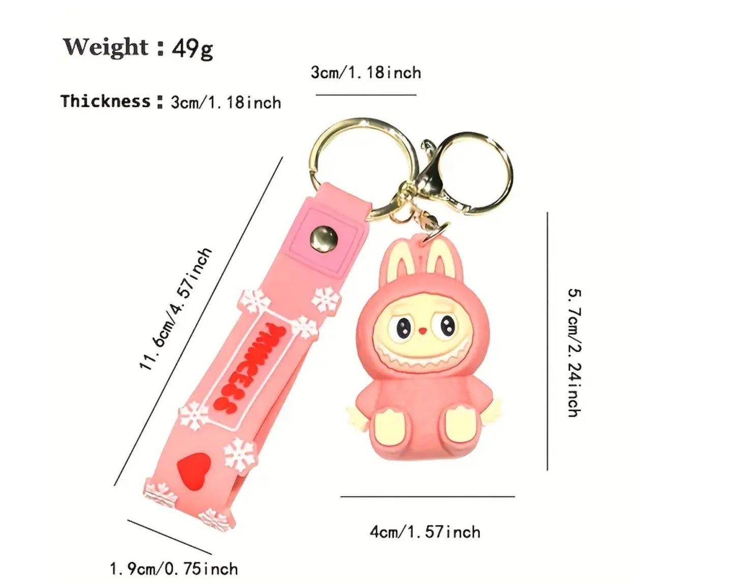 Labubu Keychain Set of 2 – Lanyard Strap Bag Charms & Key Rings