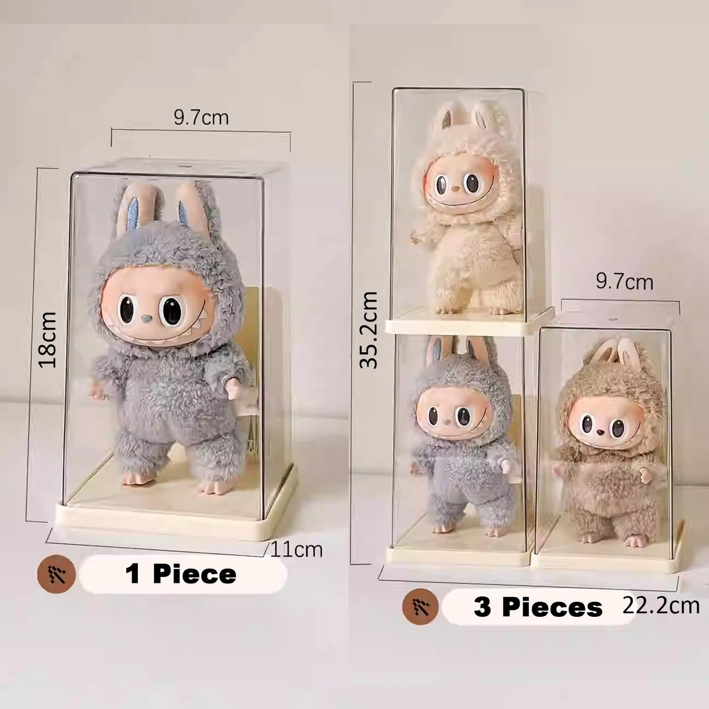 Rotating Labubu Display Case – 360° Dust-Proof Case for Figures & Keychains
