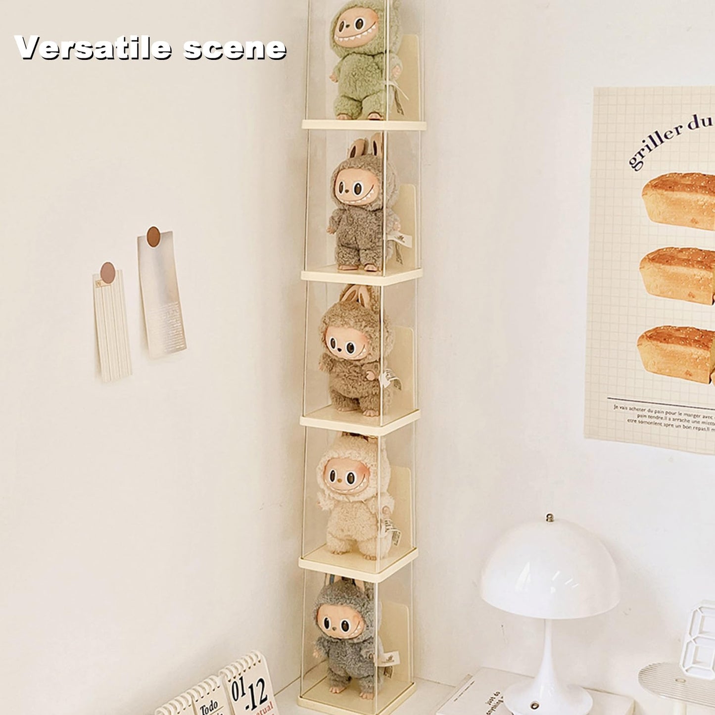 Rotating Labubu Display Case – 360° Dust-Proof Case for Figures & Keychains