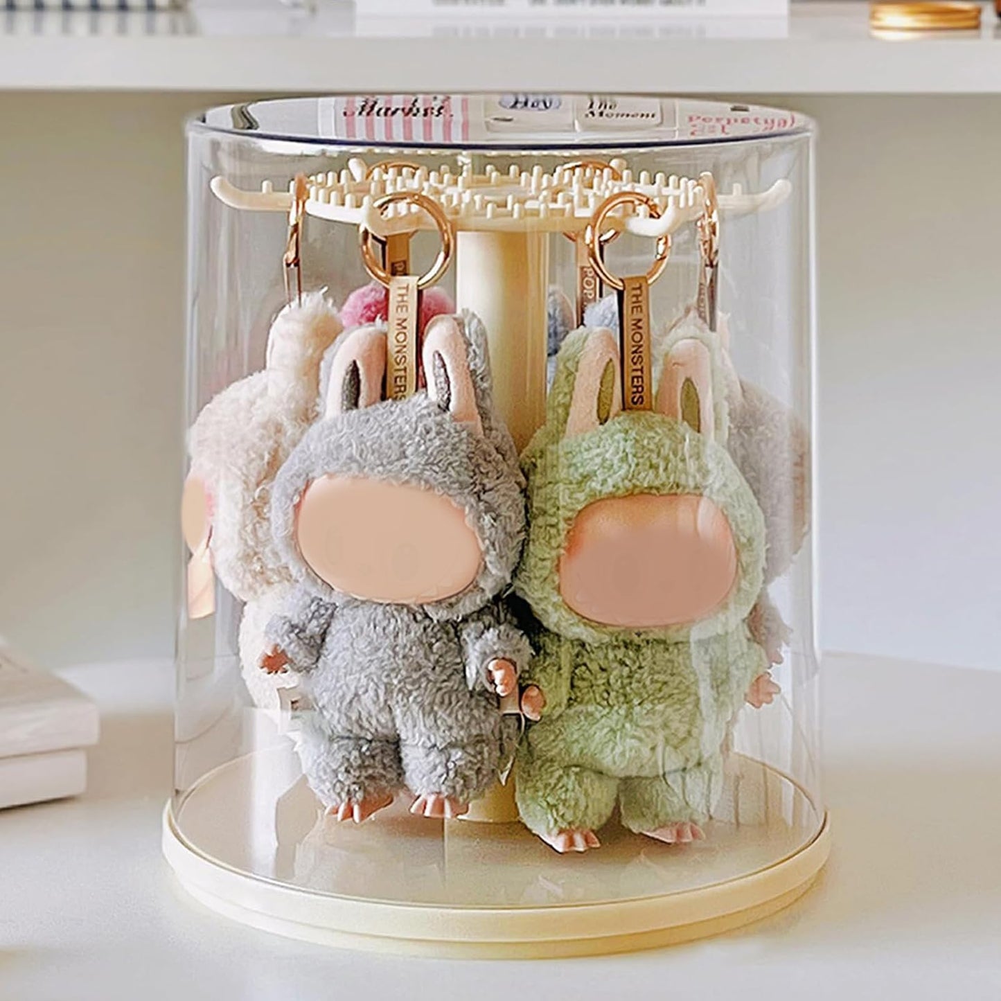 Rotating Labubu Display Case – 360° Dust-Proof Case for Figures & Keychains