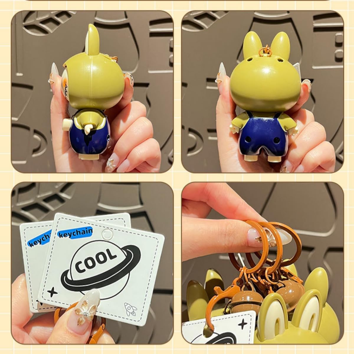 Labubu Keychain with Changeable Faces – Plush Bag Charm