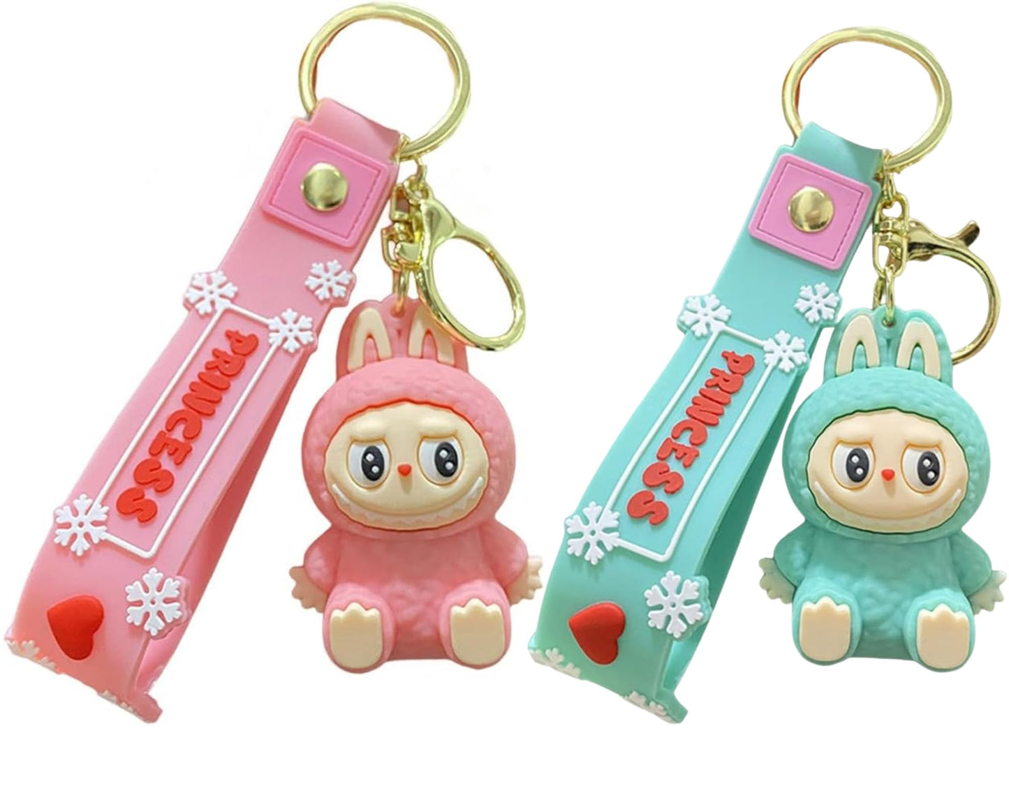 Labubu Keychain Set of 2 – Lanyard Strap Bag Charms & Key Rings