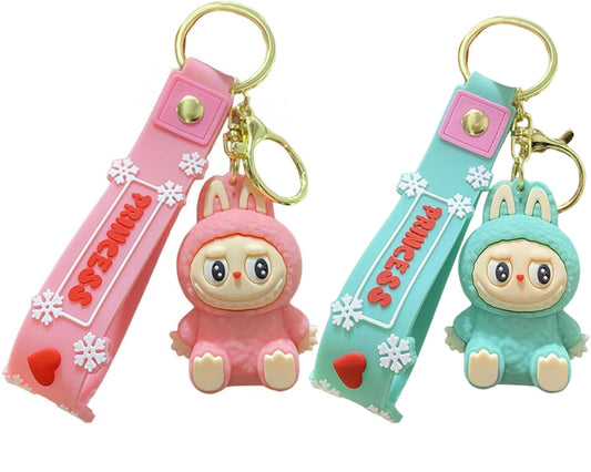 Labubu Keychain Set of 2 – Lanyard Strap Bag Charms & Key Rings