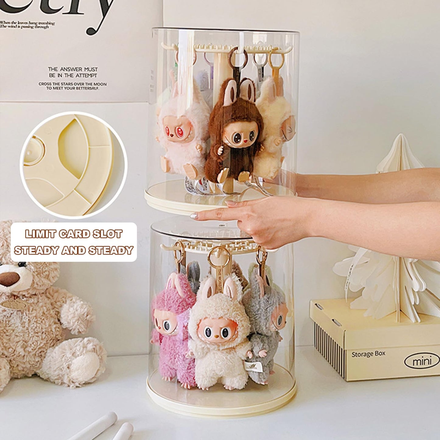 Rotating Labubu Display Case – 360° Dust-Proof Case for Figures & Keychains