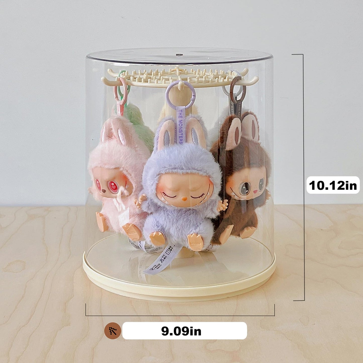 Rotating Labubu Display Case – 360° Dust-Proof Case for Figures & Keychains