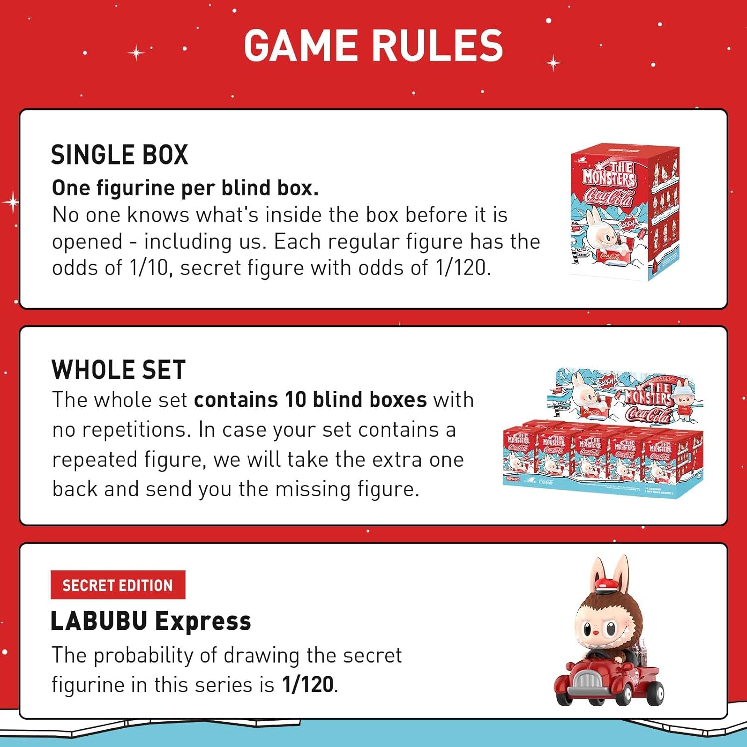POP MART The Monsters Coca-Cola Series, Blind Box Figures, Random Design Action Figures Collectible Toys Home Decorations, Holiday Birthday Gifts, Single Box