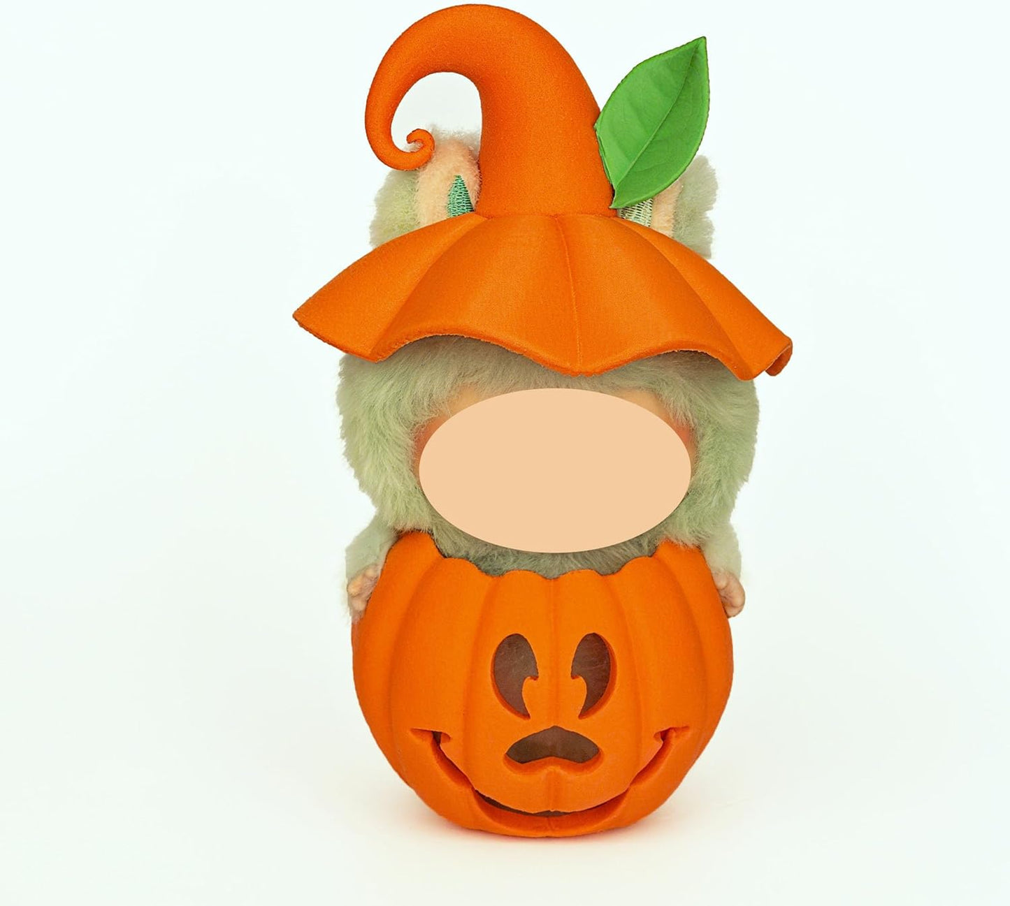 Halloween Pumpkin Hat & Holder Set for Labubu - Festive Decoration Figure Accessory，Halloween Decoration，Dorable Character Display Piece