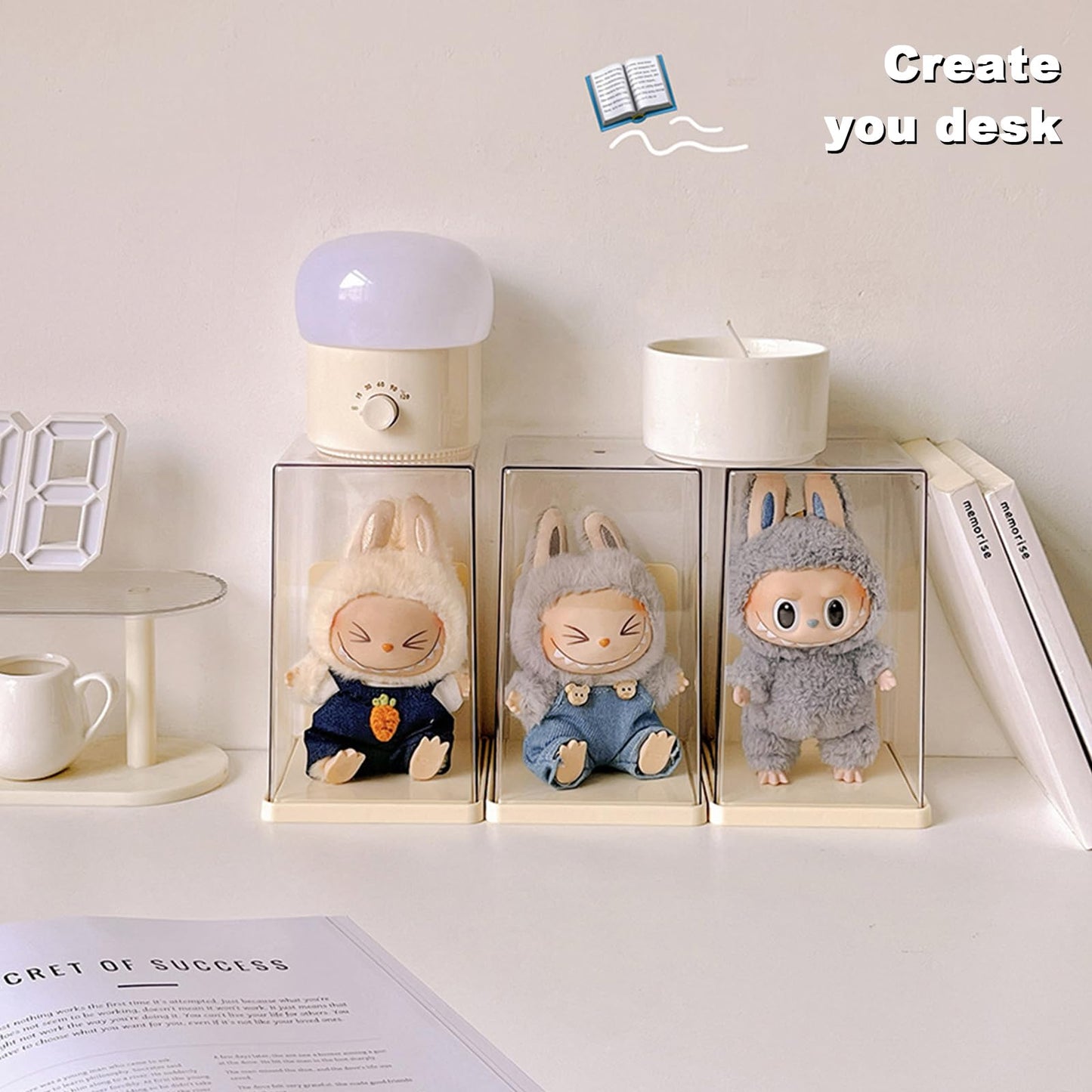 Rotating Labubu Display Case – 360° Dust-Proof Case for Figures & Keychains