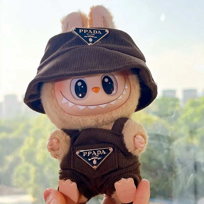 Labubu Clothes – Corduroy Outfit Set with Hat for 17cm Labubu Dolls