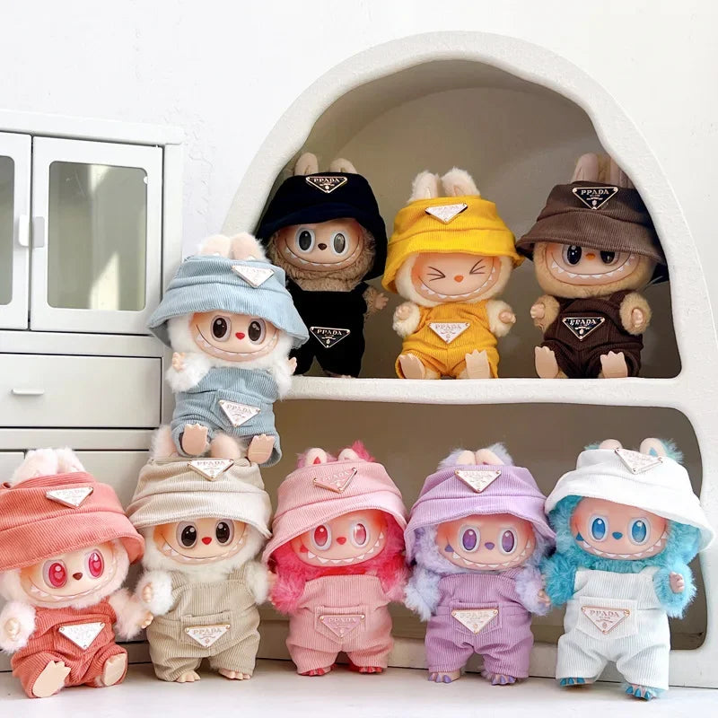 Labubu Clothes – Corduroy Outfit Set with Hat for 17cm Labubu Dolls