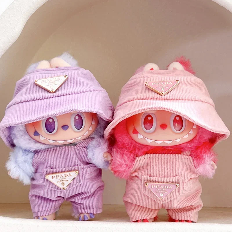 Labubu Clothes – Corduroy Outfit Set with Hat for 17cm Labubu Dolls
