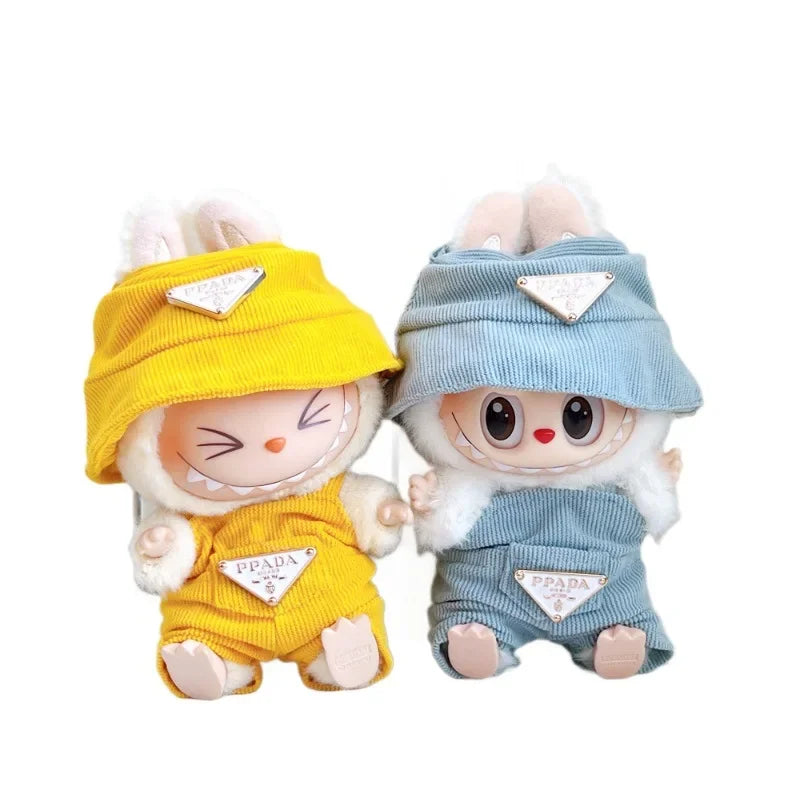 Labubu Clothes – Corduroy Outfit Set with Hat for 17cm Labubu Dolls