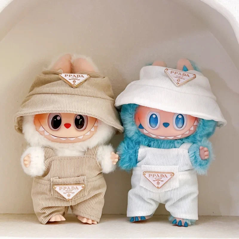 Labubu Clothes – Corduroy Outfit Set with Hat for 17cm Labubu Dolls
