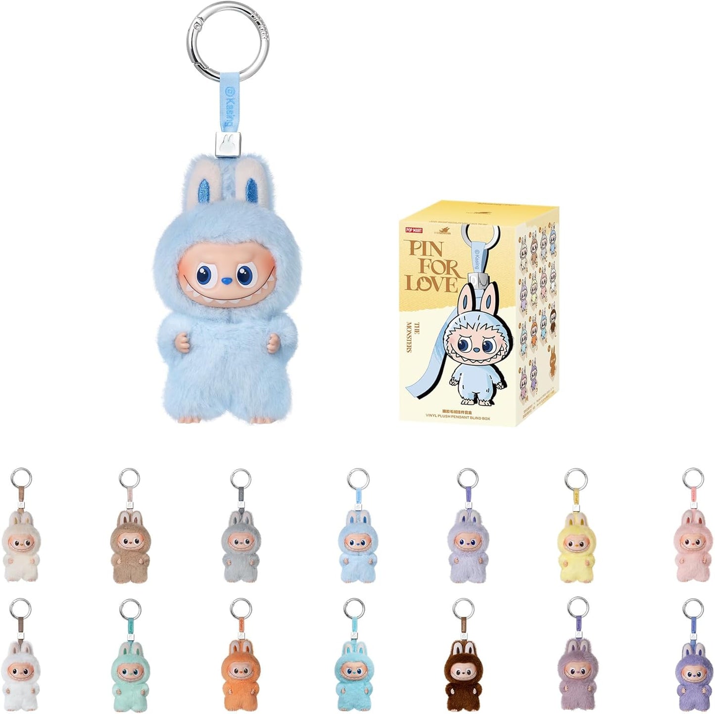 POP MART The Monster PIN for Love Series - Vinyl Plush Pendant Blind Box (A-M), Labubu Collectible Toys, Holiday Birthday Gifts for Girls and Boys, Single Box