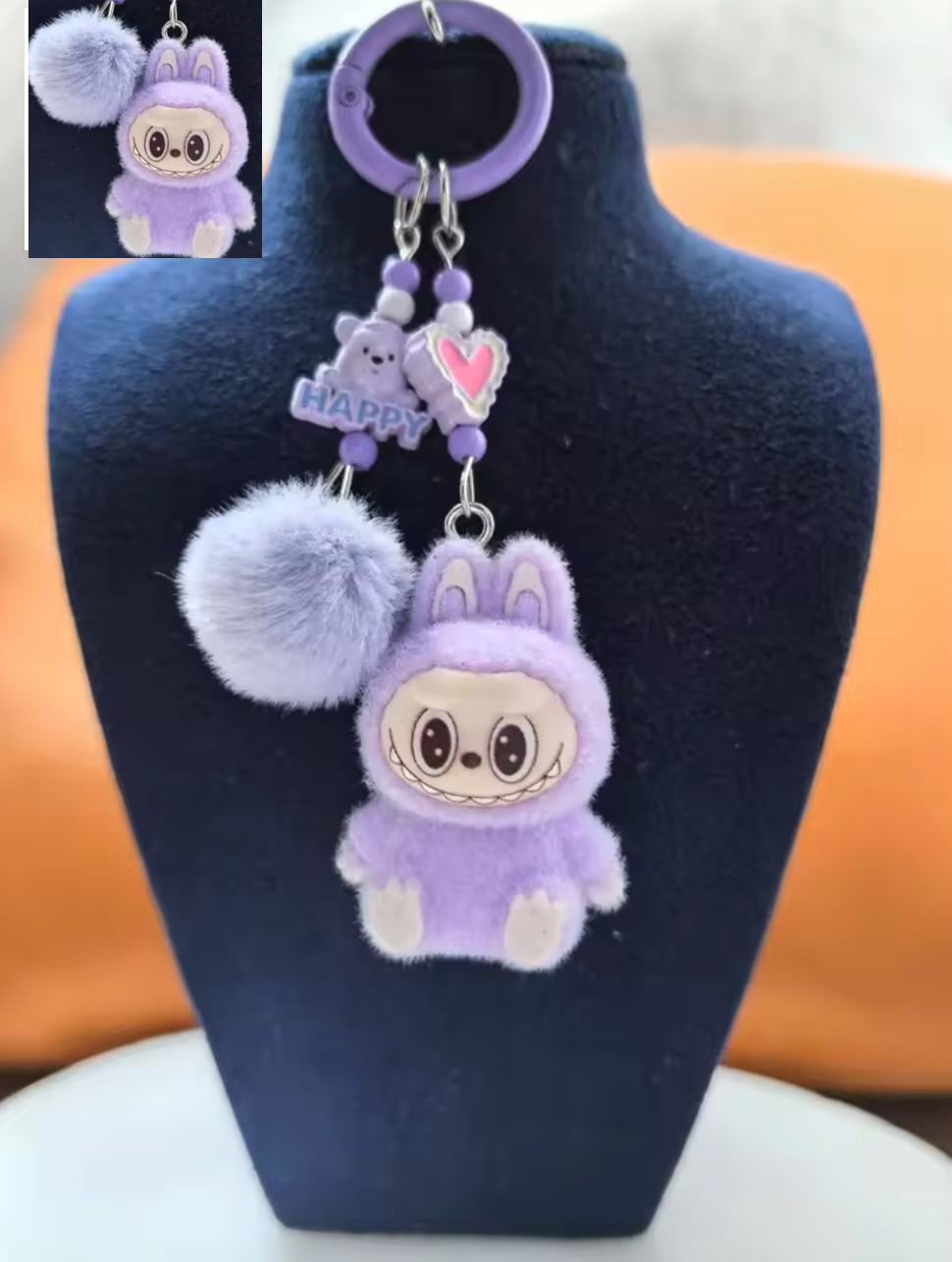 Mini Labubu Keychain – Cute Pompom Plush Bag Charm