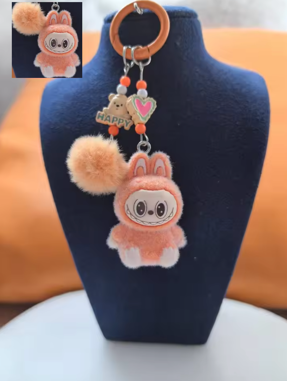Mini Labubu Keychain – Cute Pompom Plush Bag Charm