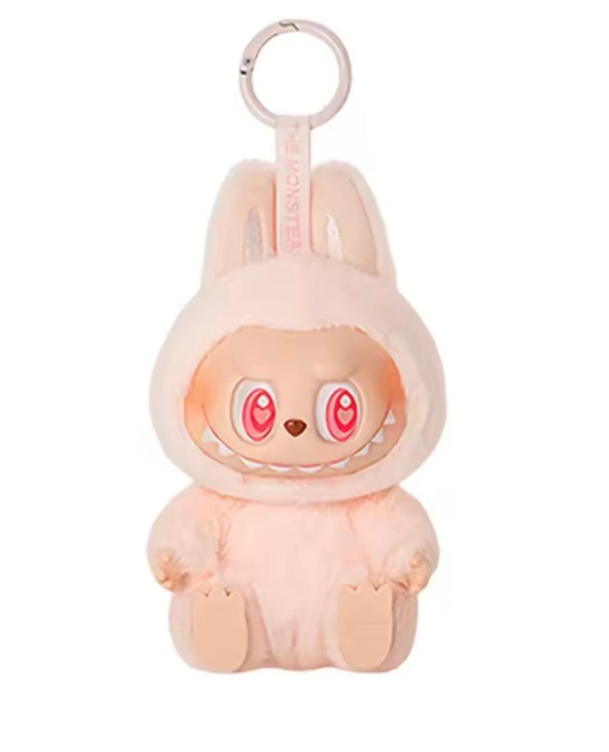 Labubu keychain pink original bunny plush keychain bag charm with cheeky grin