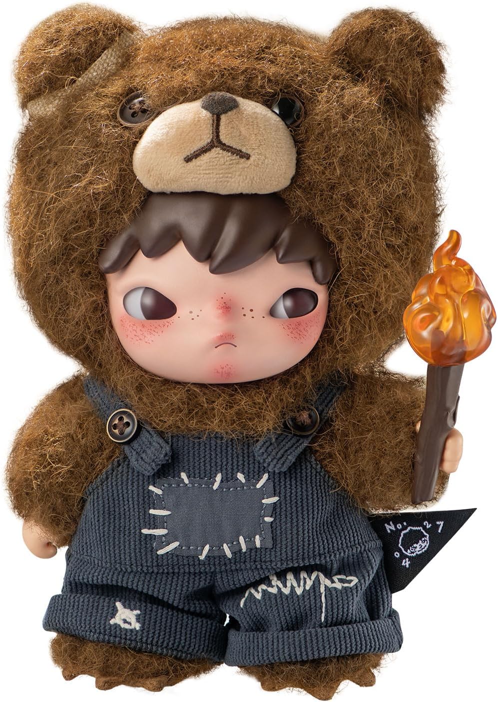 Pop Mart Hirono Living Wild Fight for Joy plush doll in bear costume, 6.3 inches